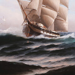 Theodore Victor Carl Valenkamph Oil on Canvas “Clipper on the High Seas”