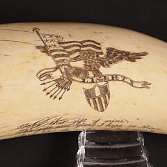 American Scrimshawed Antique Sperm Whale Tooth, 19th Century