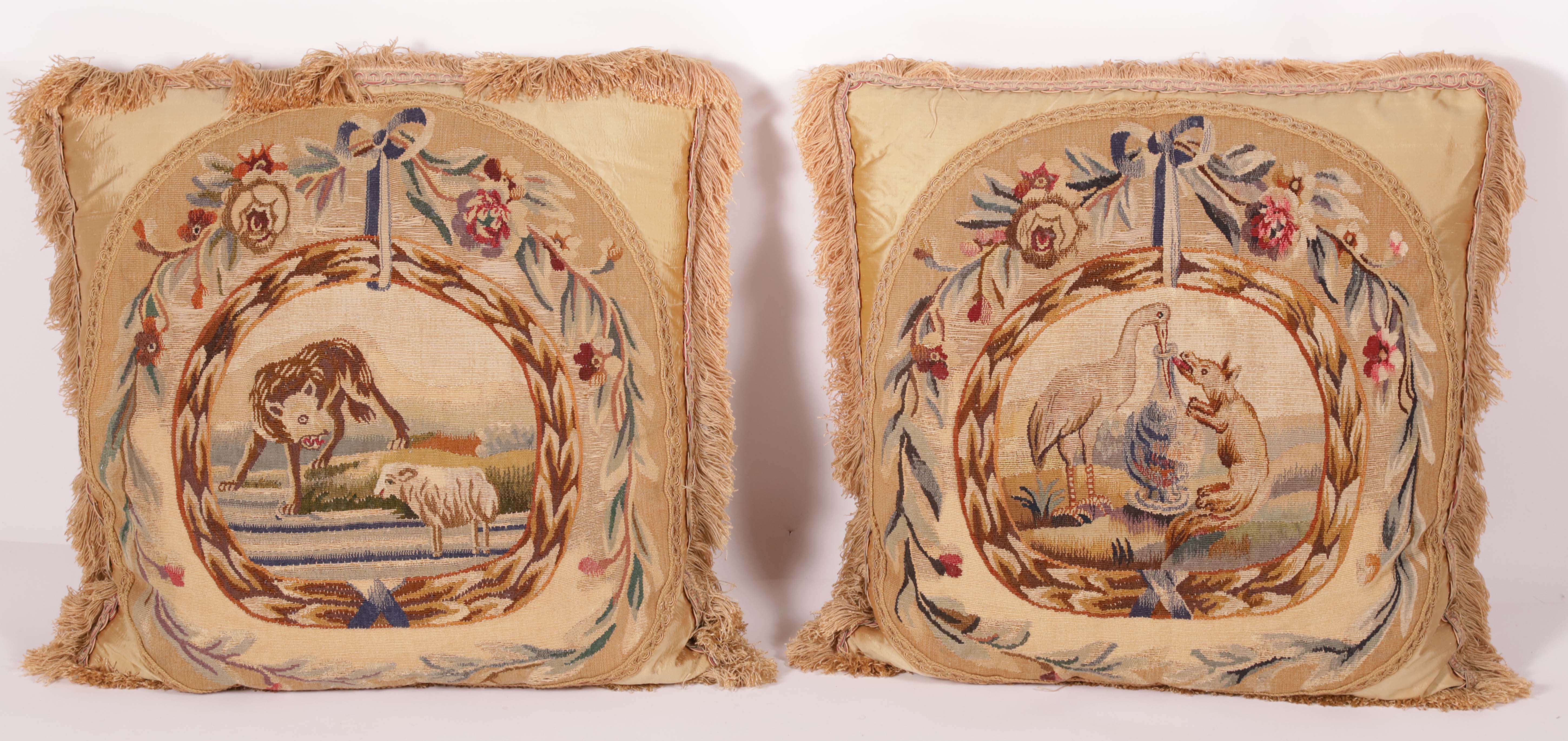 Pair of Antique Aubusson Pillows Pair of Antique Aubusson Pillows Rafael Osona Auctions
