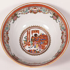 Chinese Export Style Hong Decorated Punch Bowl, Contemporary