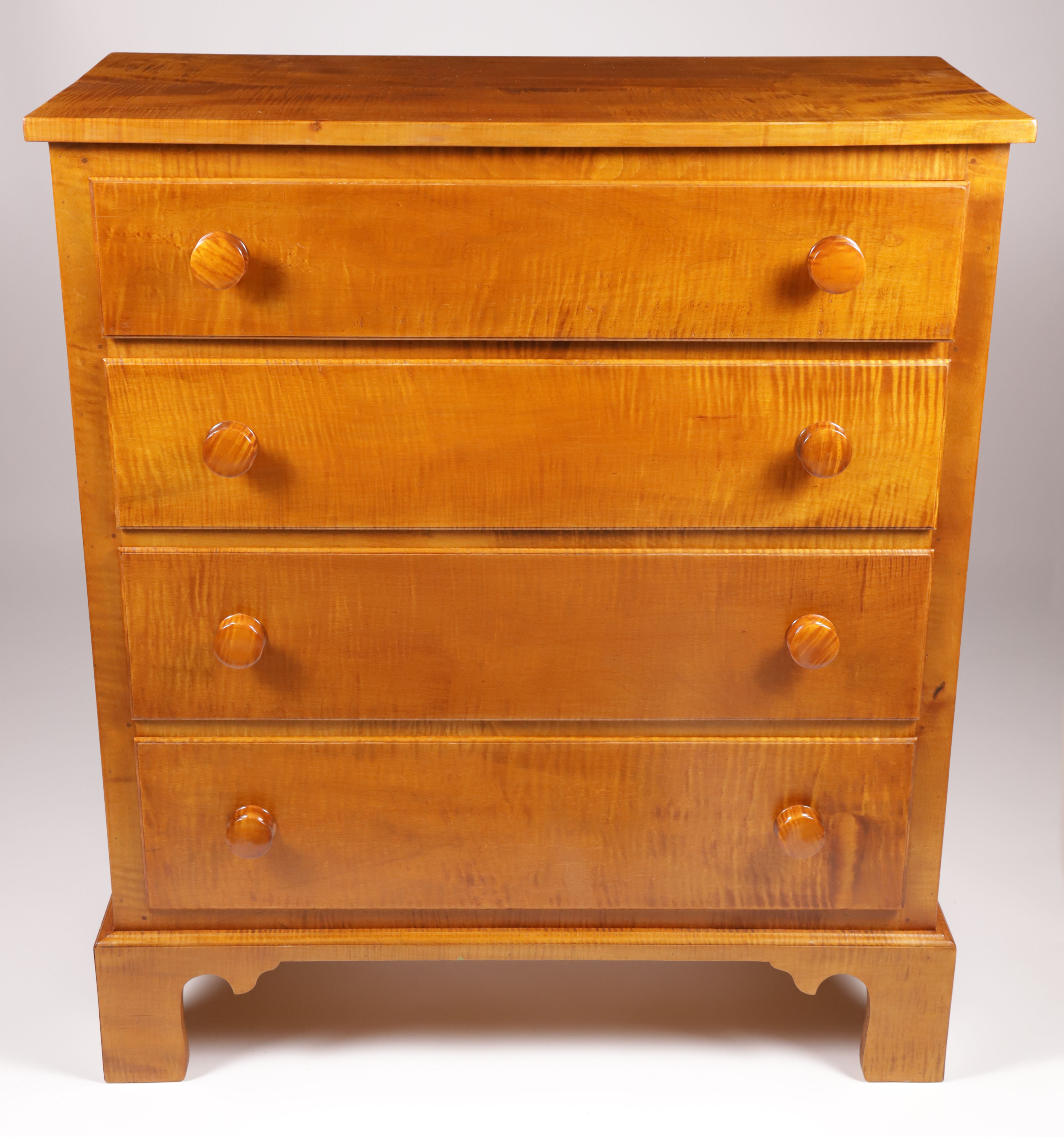 Tiger Maple Four Drawer Chest Contemporary Tiger Maple Four Drawer