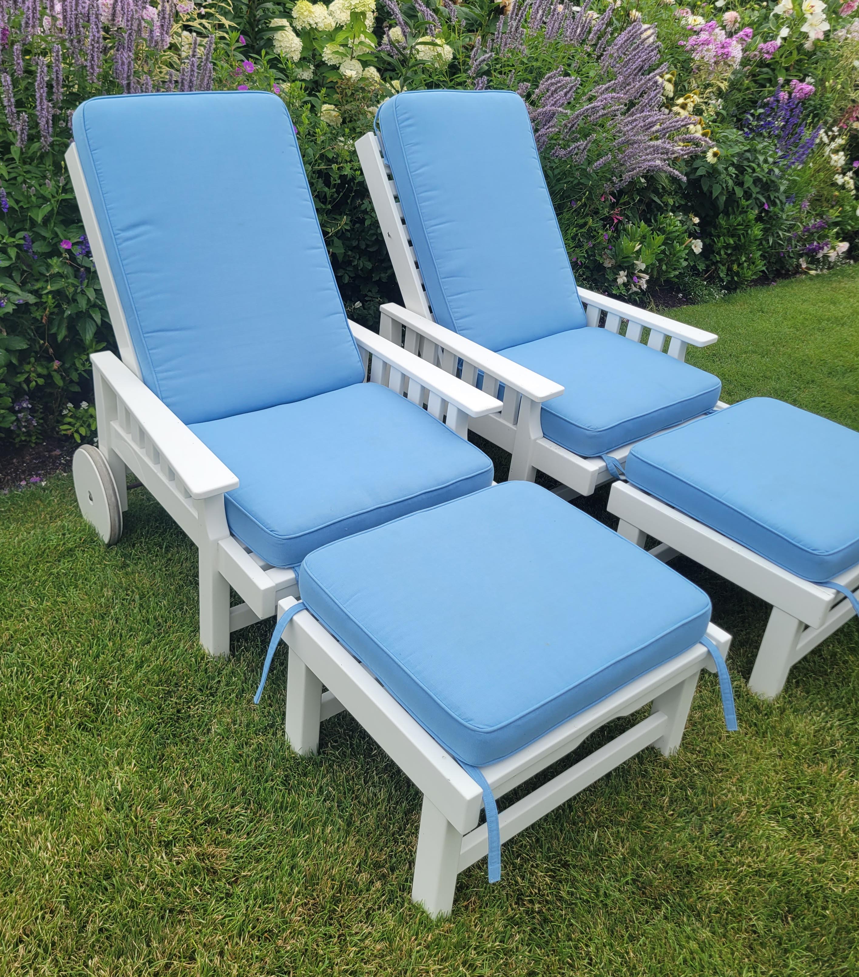 Pair of Reclining Weatherend Armchairs with Matching Ottomans Pair of