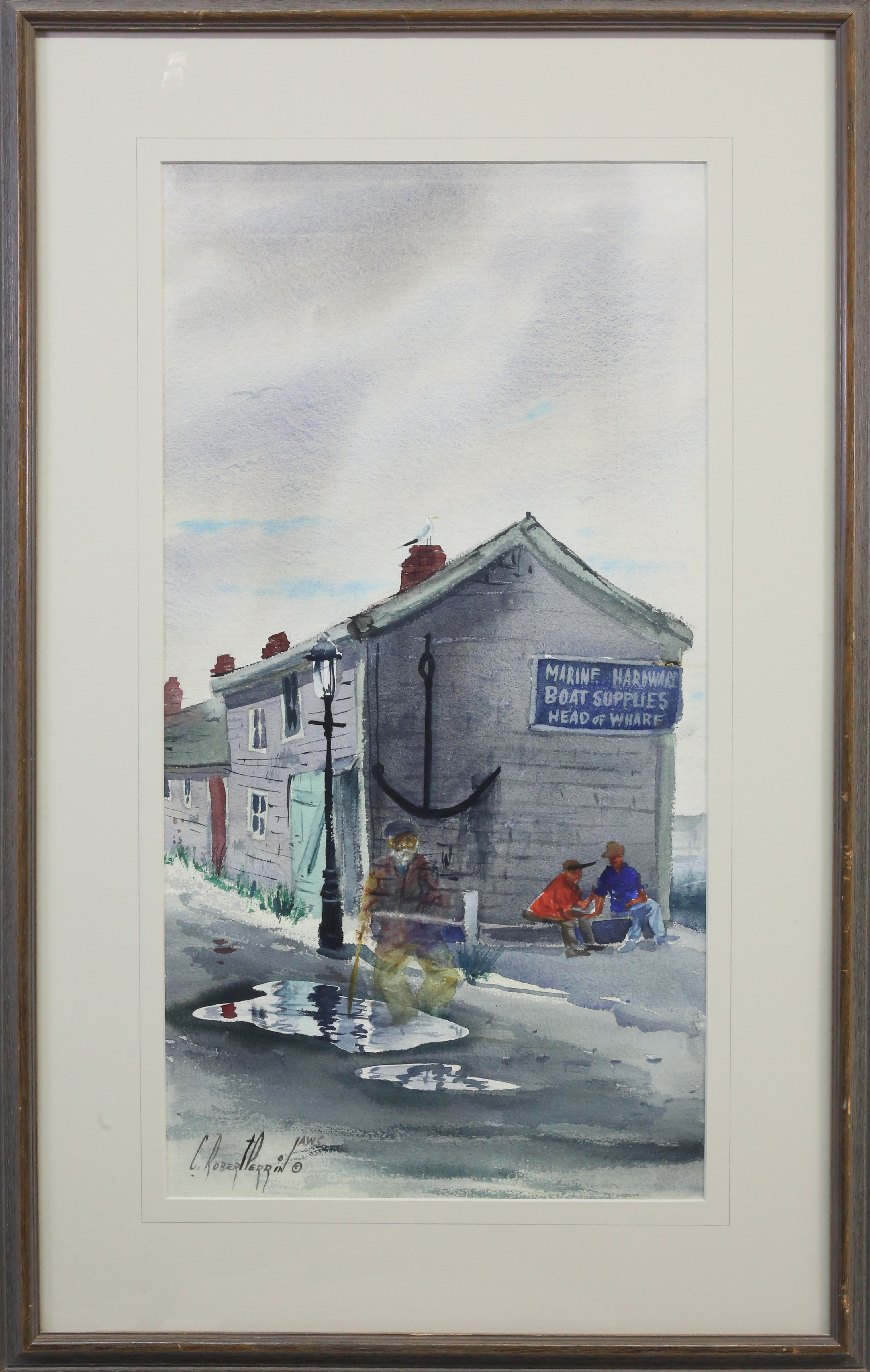 C. Robert Perrin Nantucket Watercolor on Paper "Marine Hardware Boat