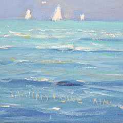 William Lowe Oil on Canvas “Classic Schooner Departing Nantucket”