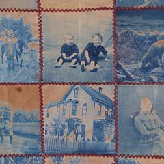 Victorian Cyanotype Photographs on Fabric in Frame