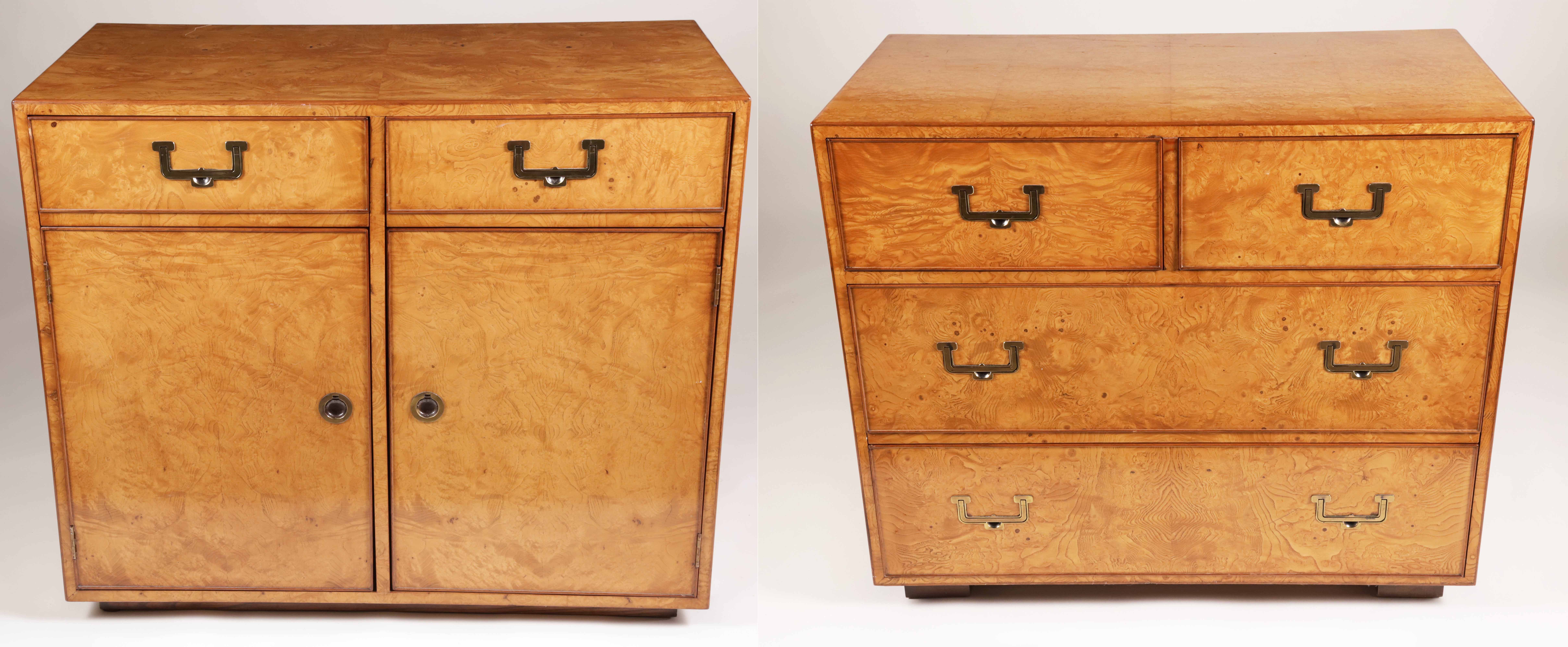 Two Mid-Century Modern Figured Maple Chests - Two Mid-Century Modern ...