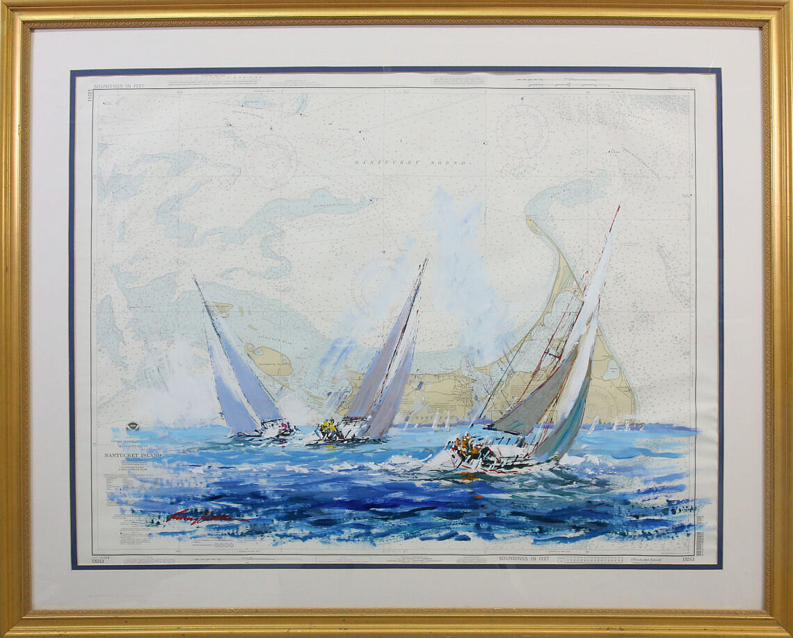 Kerry Hallam Acrylic on Nantucket Sound Chart 