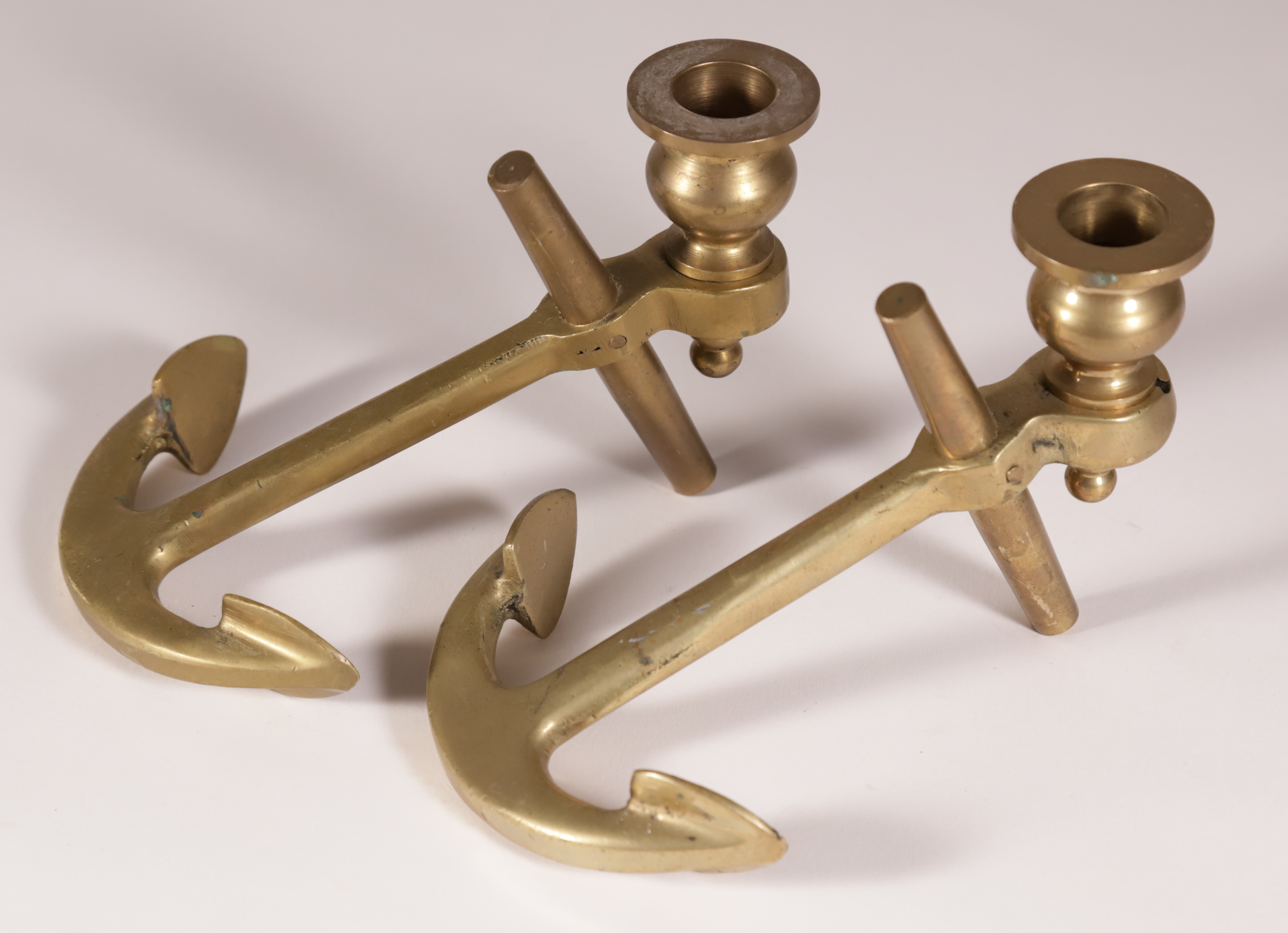 Pair of Brass Anchor Candlesticks Pair of Brass Anchor Candlesticks