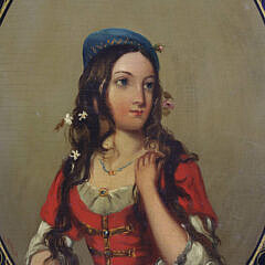English Cameo on Papier Mache “Portrait of a Young Lass”, circa 1870