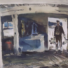 F.Douglas Greenbowe (1921-1997) Watercolor on Paper “Return to the Barn with the Hunt”