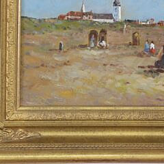 Decorative Oil on Panel “French Beach Scene”