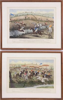 Pair of Hunting Prints "Cheltenham Annual Gande Steeple Chase" London 1841