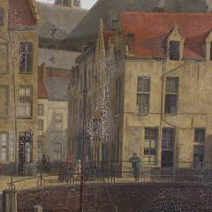 Oil on Board “European Village”, 19th Century