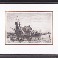 9-1468 Charles Mielitz Etching Nantucket Wharf A IMG_0635