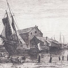 Charles Mielitz Etching “Wharf at Nantucket”