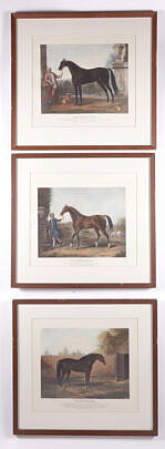 Group of Three 19th Century English Equestrian Horses with Their Handlers Prints