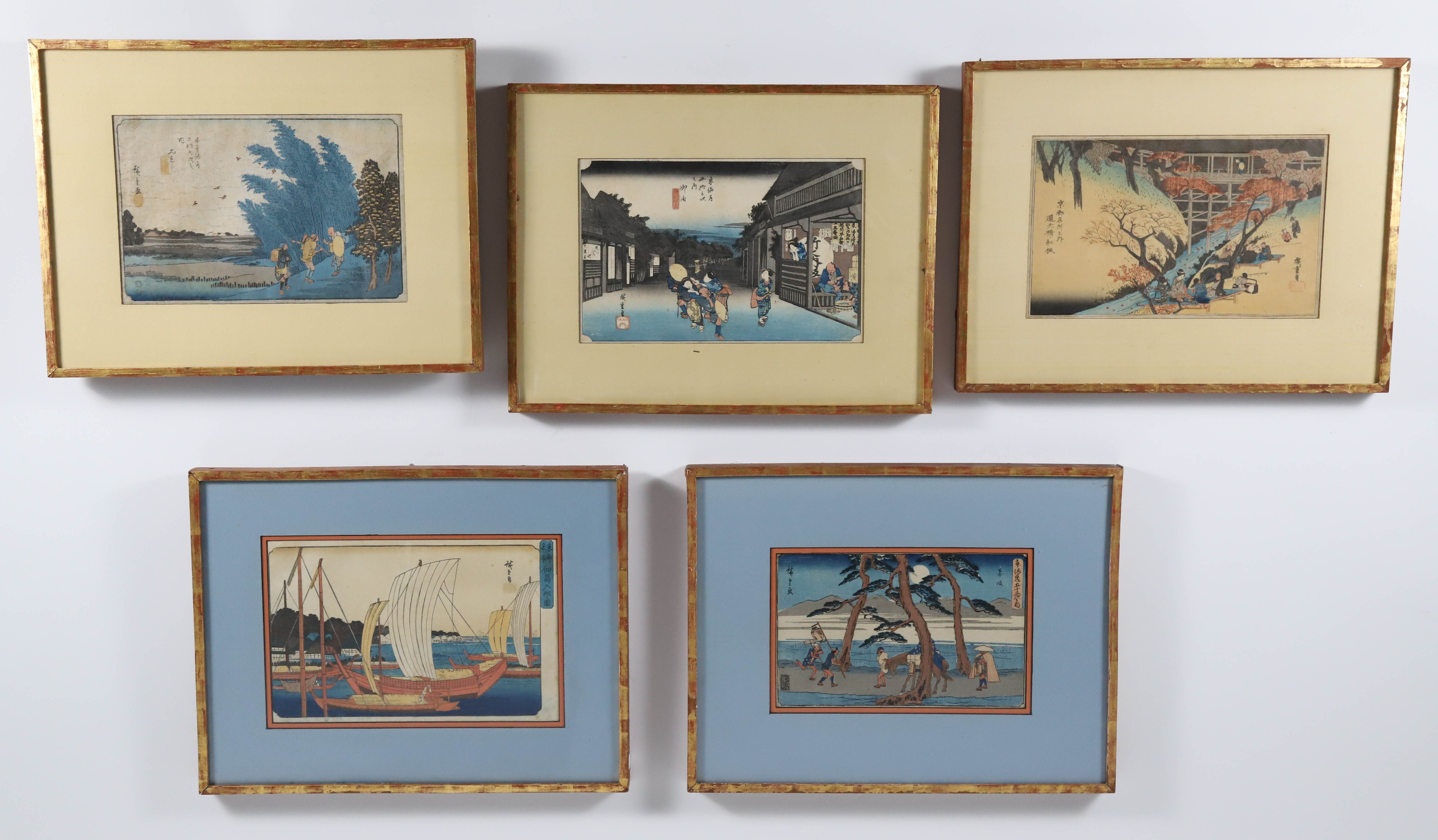 Utagawa Hiroshige (1797-1858) Five Japanese Woodblock Prints n the