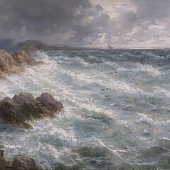 Oil on Canvas “Off the Coast of Cornwall”, 19th Century