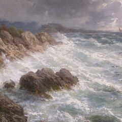 Oil on Canvas “Off the Coast of Cornwall”, 19th Century