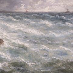 Oil on Canvas “Off the Coast of Cornwall”, 19th Century