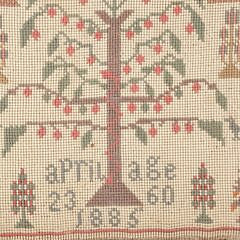 1885 Needlework Tree of Life Sampler Dated April 23, 1885