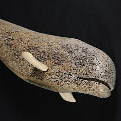 Antique Inuit Carved Whalebone Sperm Whale