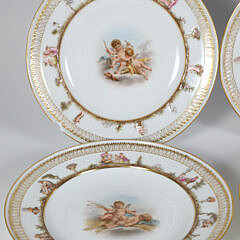 Four Meissen Porcelain Cherub Decorated Plates, 19th Century