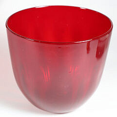 Large Ruby Venetian Glass Centerpiece Bowl and Ice Bucket