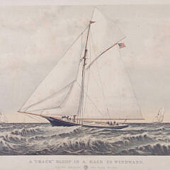 Currier and Ives Print “A Crack Sloop in a Race to Windward”