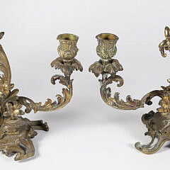 Pair of 19th Century Bronze Two-Light Floral Candelabra 