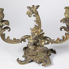 Pair of Gilt Bronze Two-Light Floral Candelabra, 19th Century
