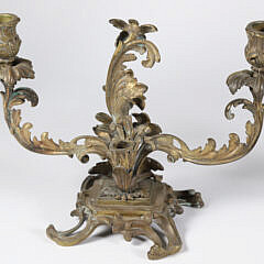 Pair of Gilt Bronze Two-Light Floral Candelabra, 19th Century