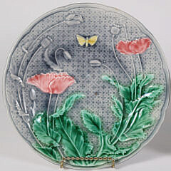 Pair of Porcelain Opaques Design Poppy Plates
