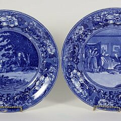 Two Dr. Lyntax Blue Staffordshire Platters