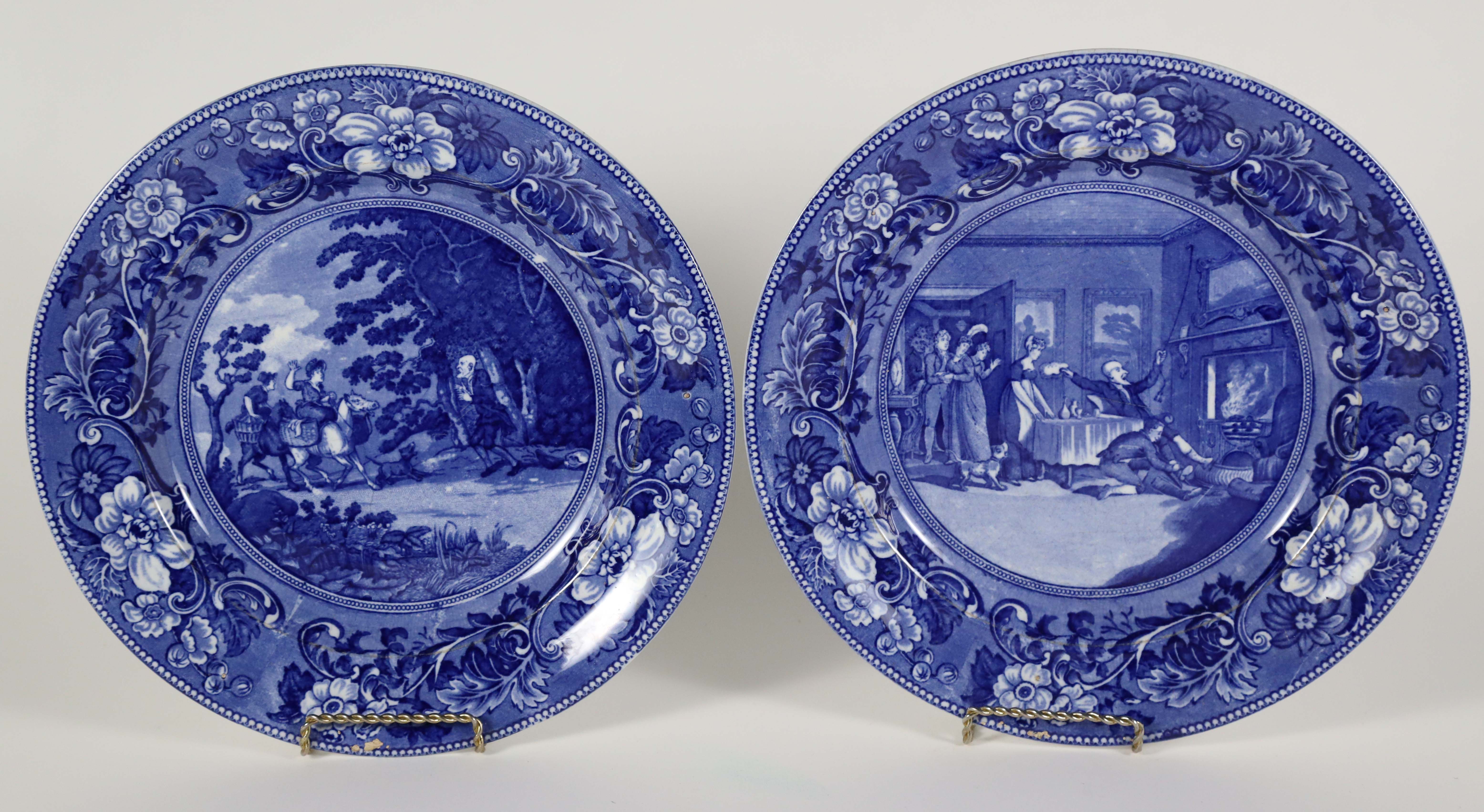 Two Dr. Lyntax Blue Staffordshire Platters