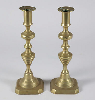 Pair of Tall Brass Candlesticks 