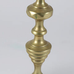 Pair of Antique Multi-turned Brass Candlesticks 