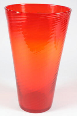 Large Red And Orange Murano Glass Vase