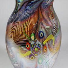 Large Hand-Blown Glass Murano Milaflore Vase