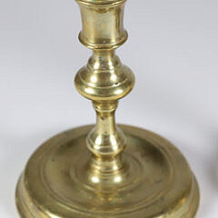Pair of Multi-turned Brass Candlesticks
