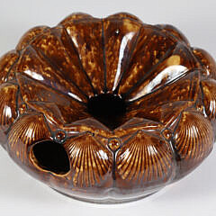 19th Century American Rockingham Decorated Cuspidor with Scallop Shell Decoration