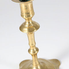 Queen Anne Petal-Base Brass Candlestick, 18th Century