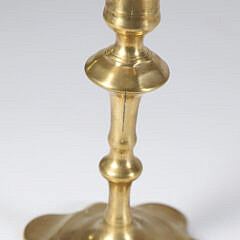 Queen Anne Petal-Base Brass Candlestick, 18th Century