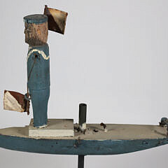 Primitive Folk Art Sailor on Ship Whirligig with Signal Flags