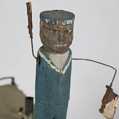 Primitive Folk Art Sailor on Ship Whirligig with Signal Flags