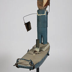 Primitive Folk Art Sailor on Ship Whirligig with Signal Flags