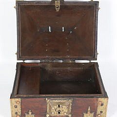 Antique Brass Mounted Pagoda Top Box, 19th Century 