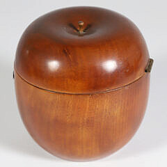 Antique Cherry Wood Apple Form Tea Caddy, 18th Century