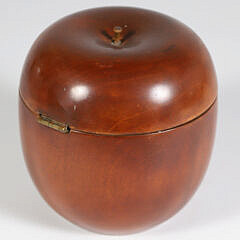 Antique Cherry Wood Apple Form Tea Caddy, 18th Century