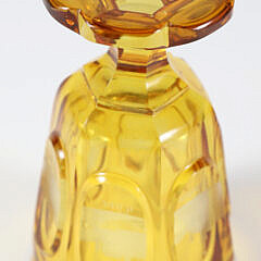 19th Century Bohemian Amber Glass Goblet With Etched City Decoraton 